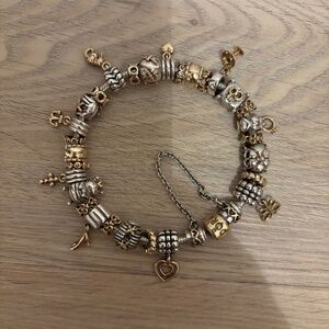 AUTHENTIC Pandora Charm Bracelet Silver And 14k Gold 27 Charms RETIRED! 81.23 G